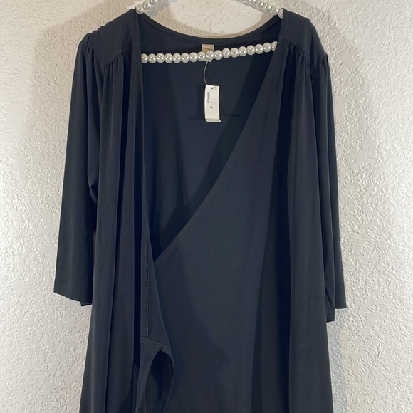 OLD NAVY V-Neck Waist-Defined Midi Wrap Dress Black Size XL NEW - Picture 2 of 9